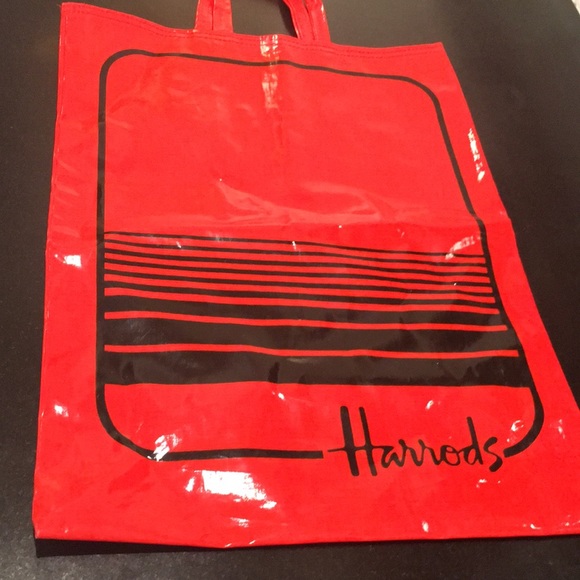 Harrods Bags Harrods Vintage Bright Red And Black Shopping Bag 983